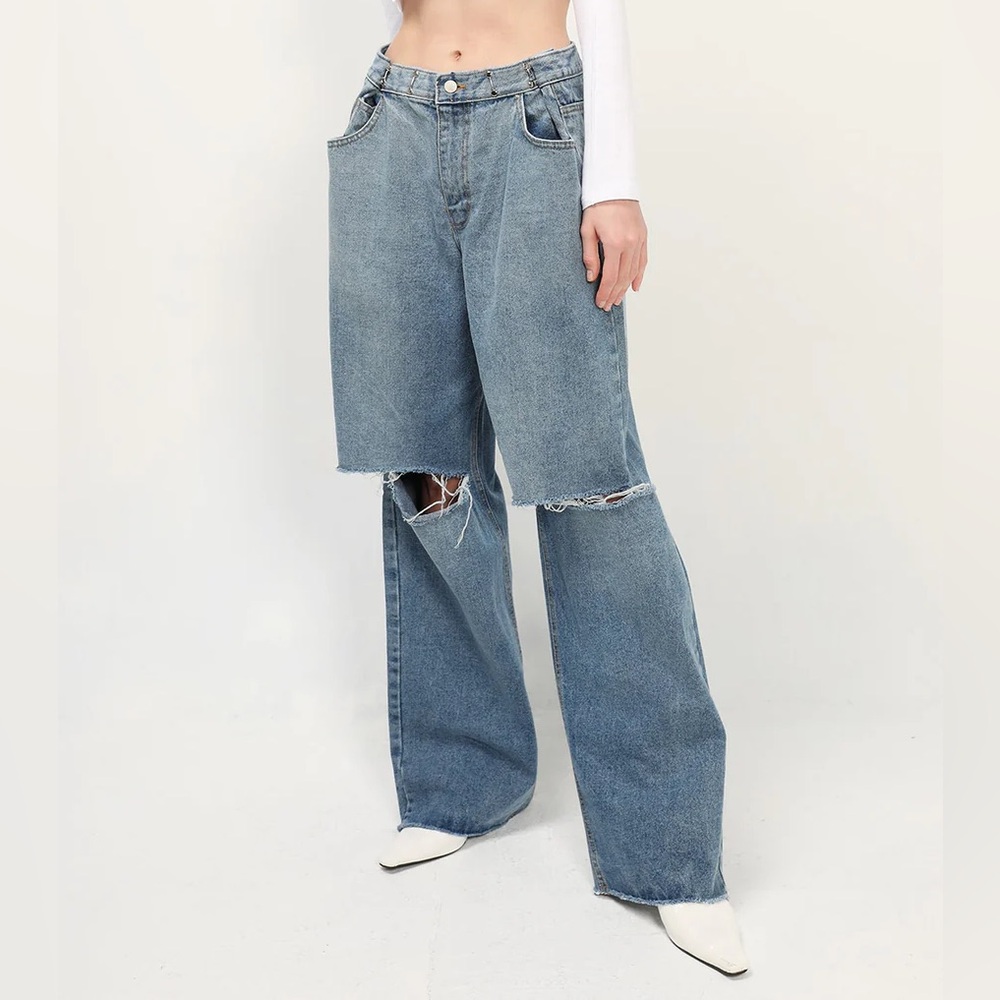 Storets Women's Blue Distressed Jeans